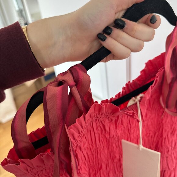 NWT Ulla Johnson Akshara Midi Dress In Honeysukle Sz 8 Shoulder Tie Straps - Picture 7 of 9